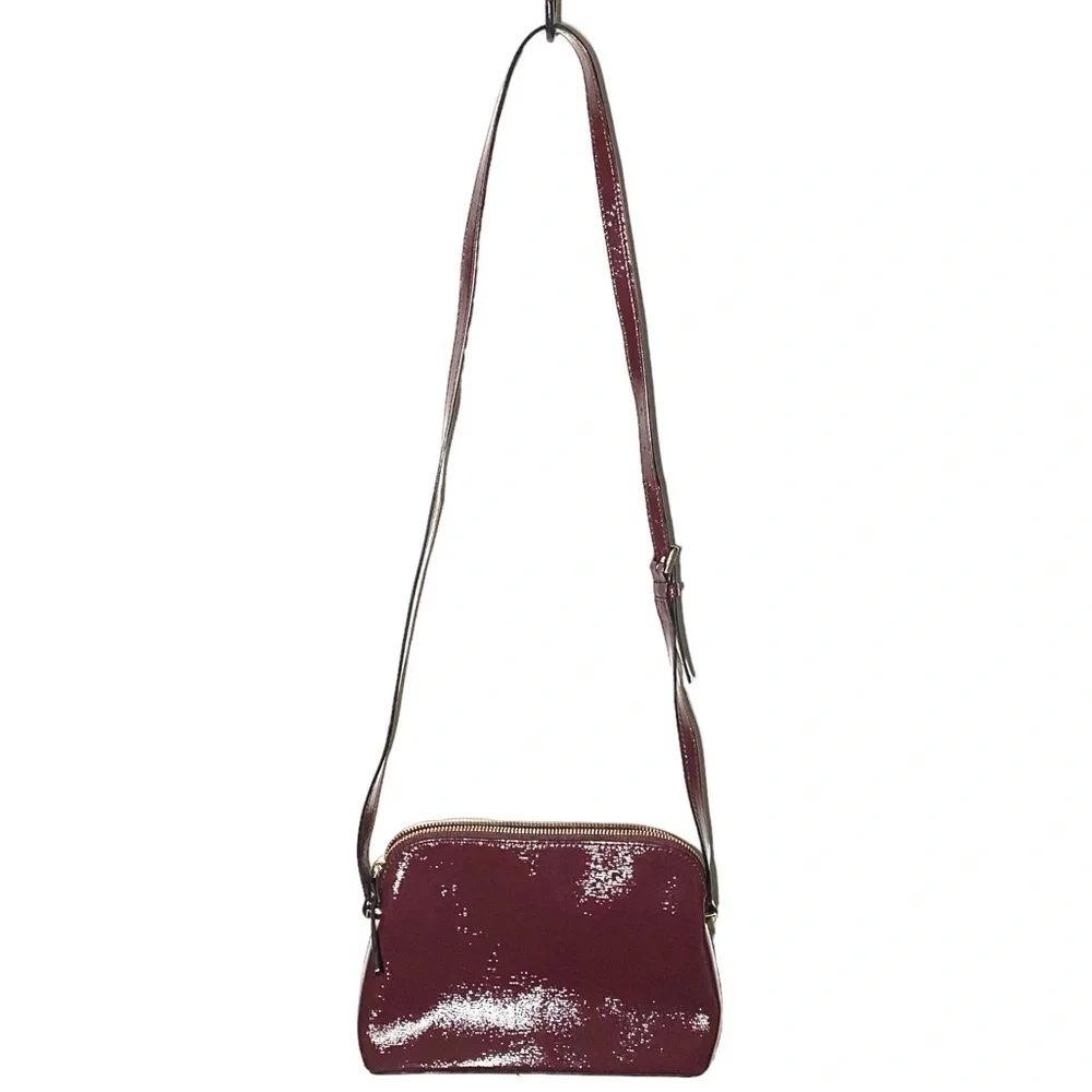 Kate Spade In Burgundy Patent Leather Crossbody Bag